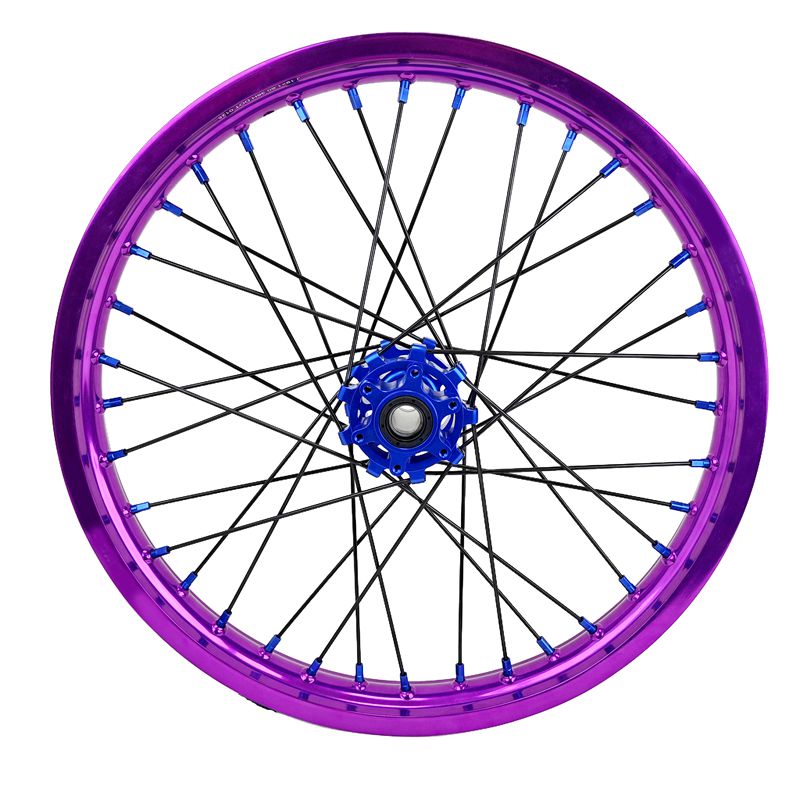 1.6*19" & 1.85*16" Electric Dirtbike Wheels Set For Talaria MX5 Purple Rim Blue Hubs