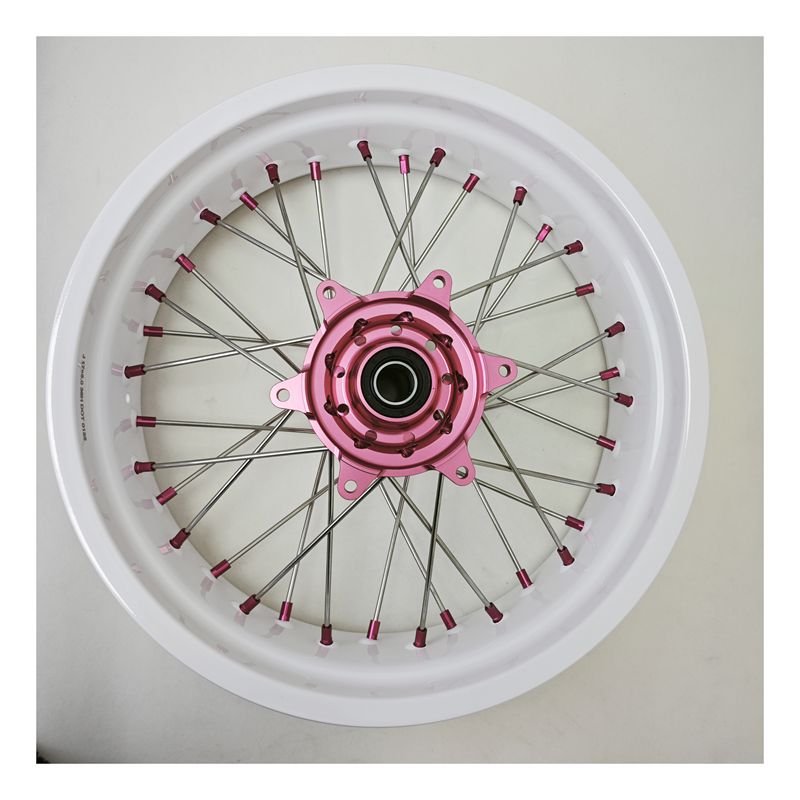 17Inch Supermoto Wheels For KTM SX SX-F XC-F XC EXC EXC-F 2003-2025 White Rims Pink Hubs