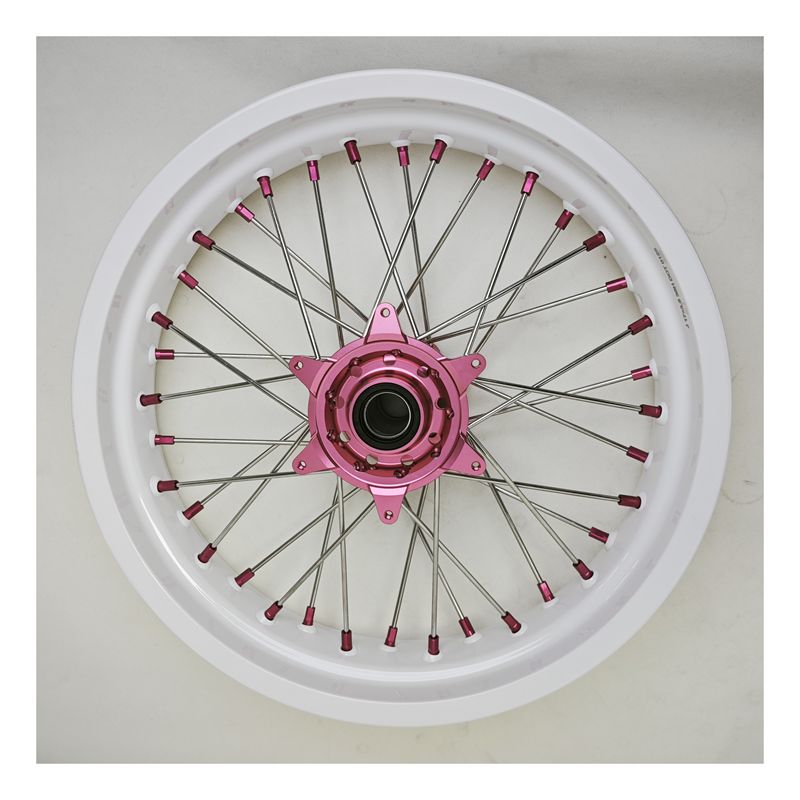 17Inch Supermoto Wheels For KTM SX SX-F XC-F XC EXC EXC-F 2003-2025 White Rims Pink Hubs