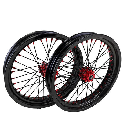 2.5*17" & 3.0*17" Electric Dirtbike Wheels Set For Altis Sigma Black Rim Red Hubs