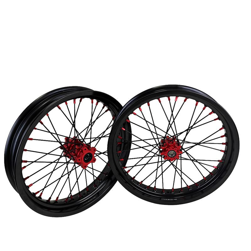 2.5*17" & 3.0*17" Electric Dirtbike Wheels Set For Altis Sigma Black Rim Red Hubs
