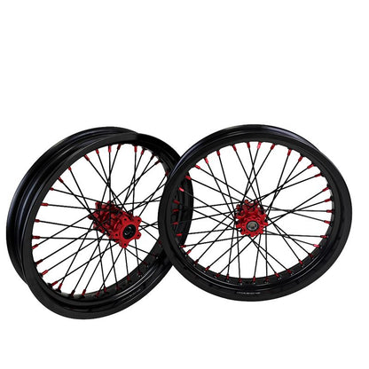 2.5*17" & 3.0*17" Electric Dirtbike Wheels Set For Altis Sigma Black Rim Red Hubs