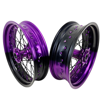 17Inch Supermoto Rims For KTM SX SX-F XC-F XC EXC EXC-F 2003-2024 Black&Purple Rims