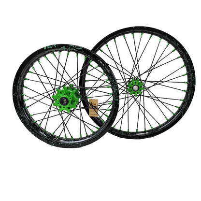 1.6*19" & 1.85*16" Electric Dirtbike Wheels Rim For Sur Ron Light Bee-X 2019-2024 Black Rims Green Hubs