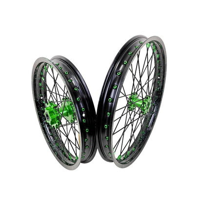 1.6*19" & 1.85*16" Electric Dirtbike Wheels Rim For Sur Ron Light Bee-X 2019-2024 Black Rims Green Hubs