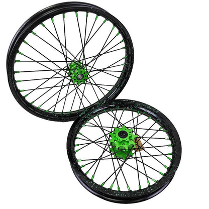 1.6*19" & 1.85*16" Electric Dirtbike Wheels Rim For Sur Ron Light Bee-X 2019-2024 Black Rims Green Hubs