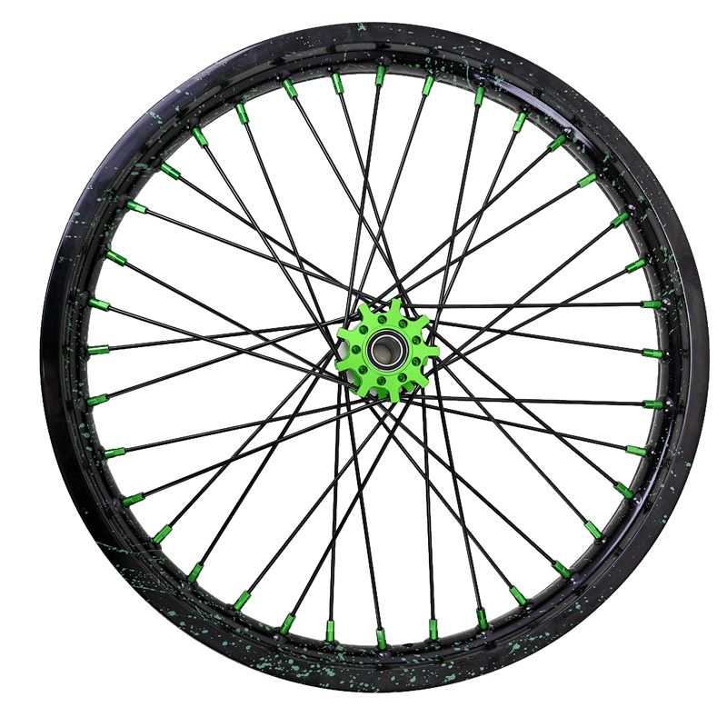 1.6*19" & 1.85*16" Electric Dirtbike Wheels Rim For Sur Ron Light Bee-X 2019-2024 Black Rims Green Hubs