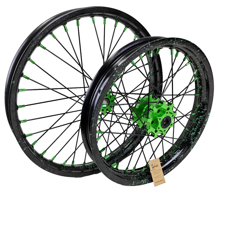 1.6*19" & 1.85*16" Electric Dirtbike Wheels Rim For Sur Ron Light Bee-X 2019-2024 Black Rims Green Hubs