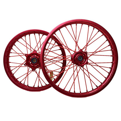 Dirt Bike Wheels Set 21"/19" for Honda CRF250/450 15-25 Red Rim Red Hub Red Spokes Red Nipples