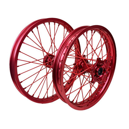 Dirt Bike Wheels Set 21"/19" for Honda CRF250/450 15-25 Red Rim Red Hub Red Spokes Red Nipples