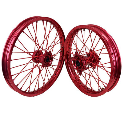 Dirt Bike Wheels Set 21"/19" for Honda CRF250/450 15-25 Red Rim Red Hub Red Spokes Red Nipples