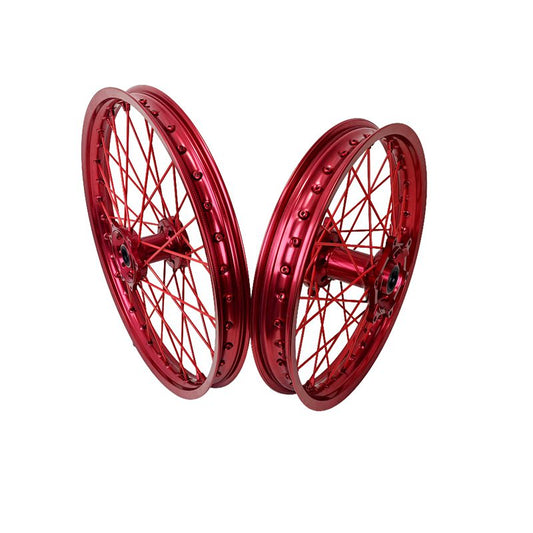 Dirt Bike Wheels Set 21"/19" for Honda CRF250/450 15-25 Red Rim Red Hub Red Spokes Red Nipples