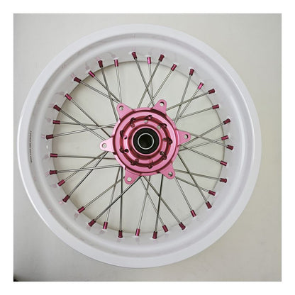 17Inch Supermoto Wheels For KTM SX SX-F XC-F XC EXC EXC-F 2003-2025 White Rims Pink Hubs