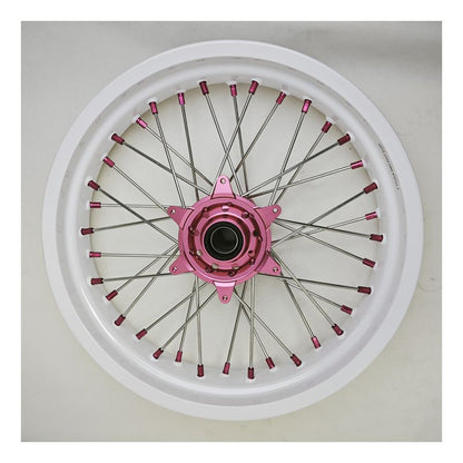 17Inch Supermoto Wheels For KTM SX SX-F XC-F XC EXC EXC-F 2003-2025 White Rims Pink Hubs