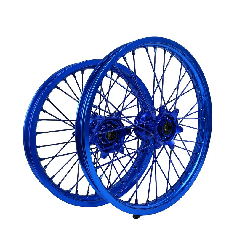 Dirt Bike Wheels Set 21"/19" for Yamaha YZ/YZF/WRF 15-25 Blue Rim Blue Hub Blue Spokes Blue Nipples