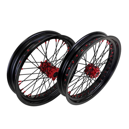 2.5*17" & 3.0*17" Electric Dirtbike Wheels Set For Altis Sigma Black Rim Red Hubs