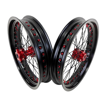 2.5*17" & 3.0*17" Electric Dirtbike Wheels Set For Altis Sigma Black Rim Red Hubs