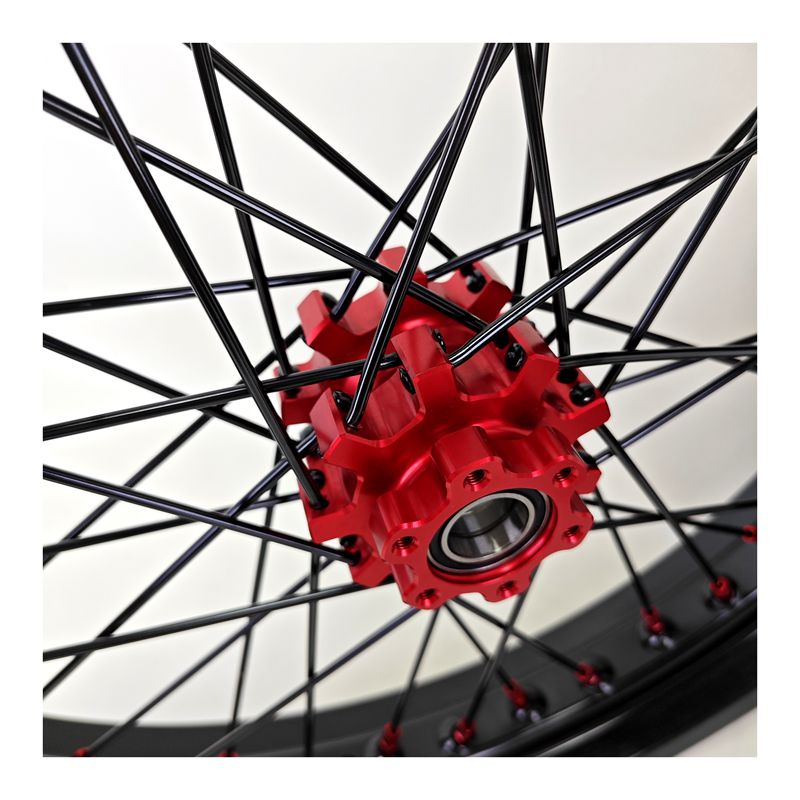 2.5*17" & 3.0*17" Electric Dirtbike Wheels Set For Altis Sigma Black Rim Red Hubs