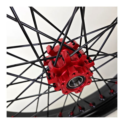 2.5*17" & 3.0*17" Electric Dirtbike Wheels Set For Altis Sigma Black Rim Red Hubs