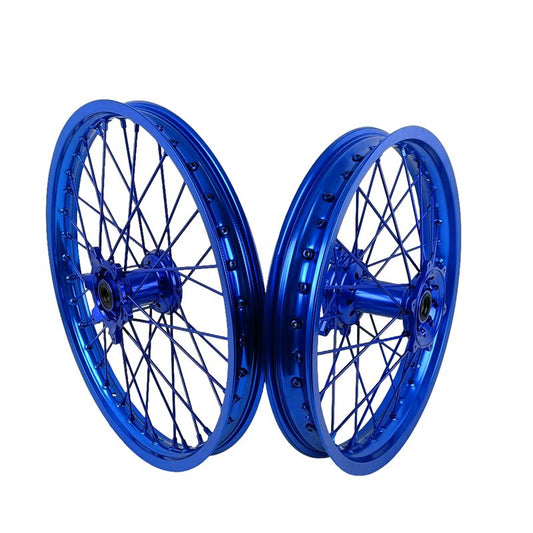 Dirt Bike Wheels Set 21"/19" for Yamaha YZ/YZF/WRF 15-25 Blue Rim Blue Hub Blue Spokes Blue Nipples