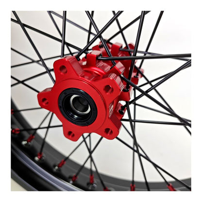 2.5*17" & 3.0*17" Electric Dirtbike Wheels Set For Altis Sigma Black Rim Red Hubs