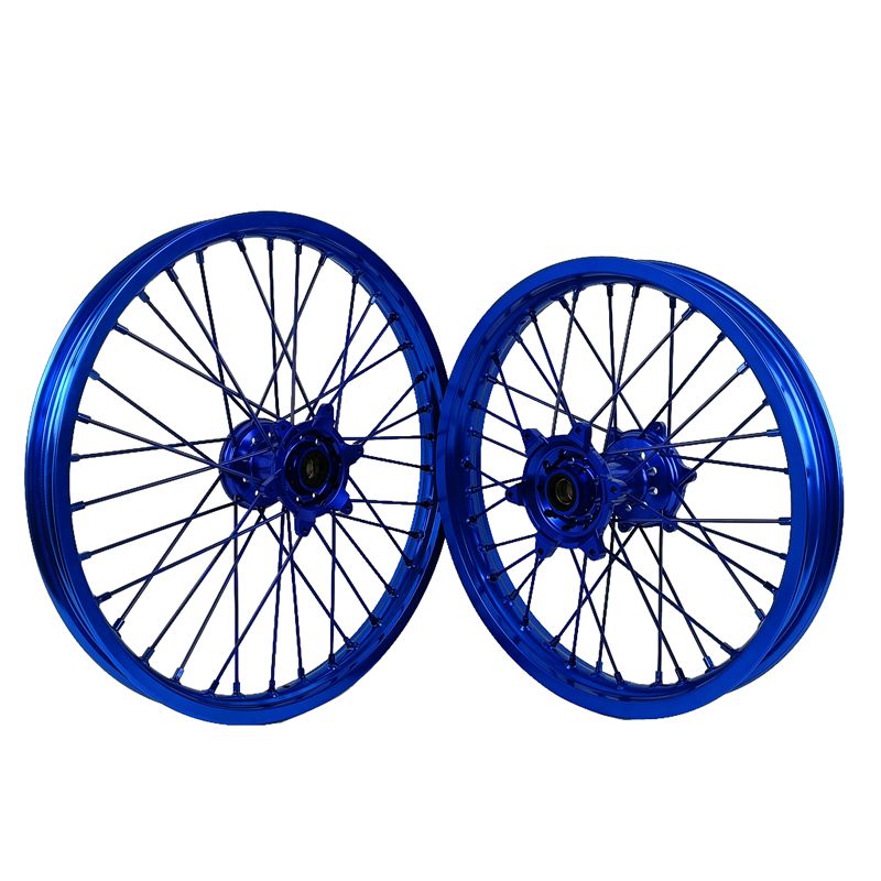 Dirt Bike Wheels Set 21"/19" for Yamaha YZ/YZF/WRF 15-25 Blue Rim Blue Hub Blue Spokes Blue Nipples