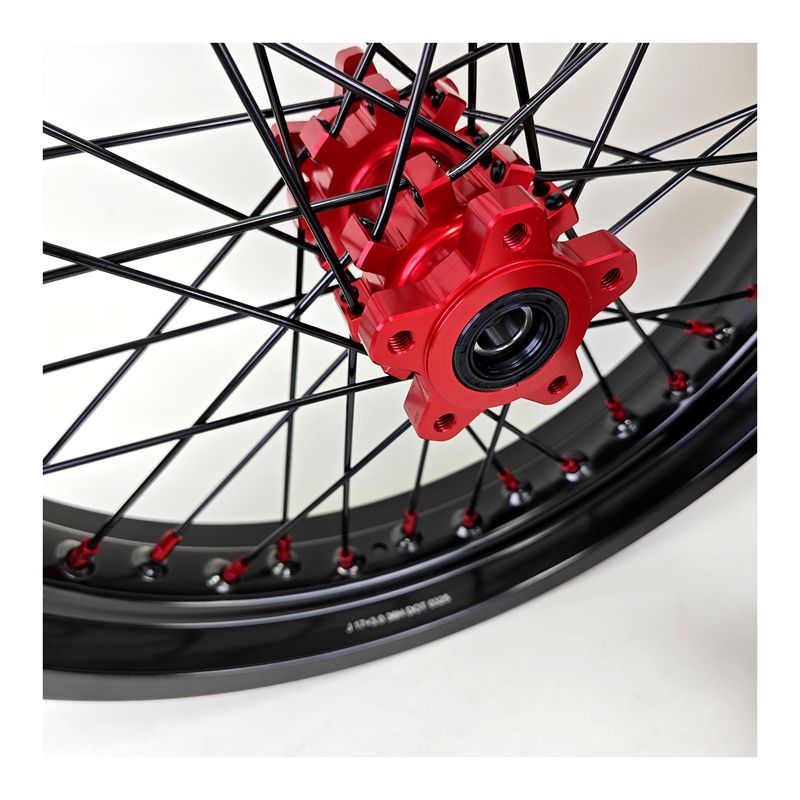 2.5*17" & 3.0*17" Electric Dirtbike Wheels Set For Altis Sigma Black Rim Red Hubs