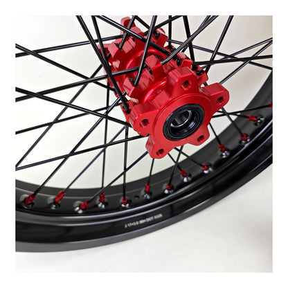 2.5*17" & 3.0*17" Electric Dirtbike Wheels Set For Altis Sigma Black Rim Red Hubs